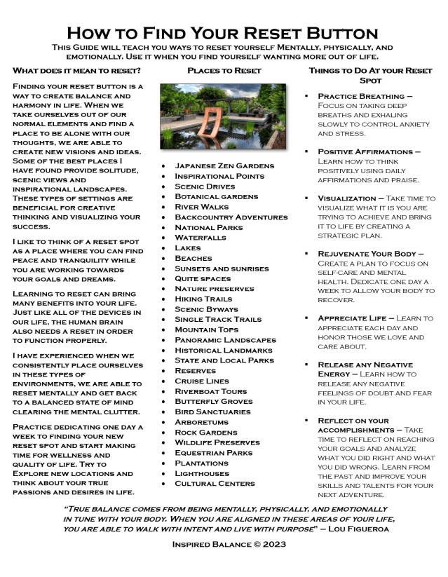 Strategy Library Reset Button How to Find Your Reset Button | Inspired Balance